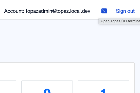 Topaz CLI terminal panel showing command suggestions and output